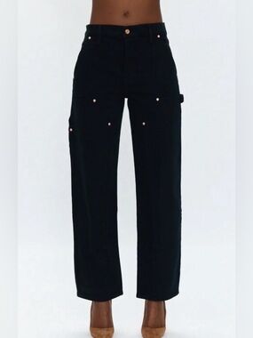 Pistola Lexi Carpenter Mid Rise Bowed Straight Jeans Black Size 26 Flaw NWT